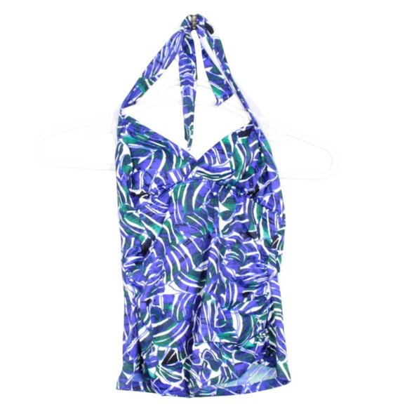 LL Bean Blue Mix-and-Match Swimwear Halter Tankini Top Print Size 4 - Picture 1 of 7